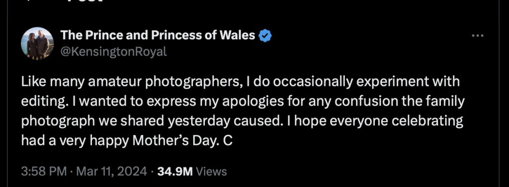 Kate Middleton makes apology